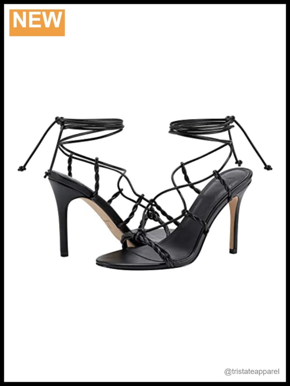 Marc Fisher LTD Bea Faux Leather Stiletto Heel Sandals Lace Up Ankle Strap